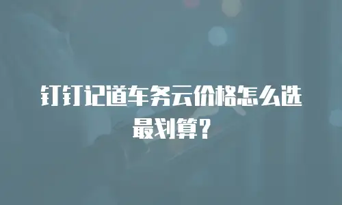 钉钉记道车务云价格怎么选最划算？