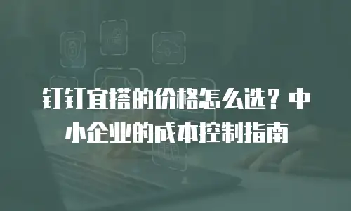 钉钉宜搭的价格怎么选？中小企业的成本控制指南