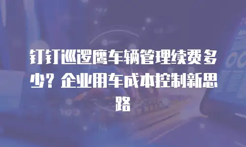钉钉巡逻鹰车辆管理续费多少？企业用车成本控制新思路