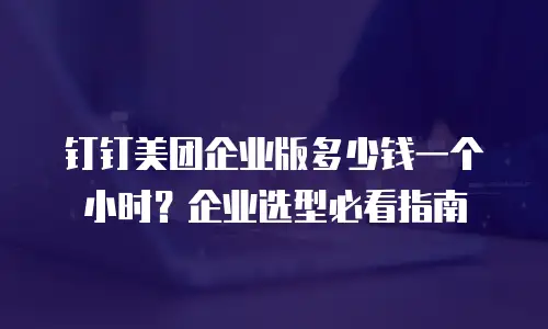 钉钉美团企业版多少钱一个小时？企业选型必看指南