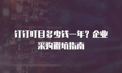 钉钉盯目多少钱一年？企业采购避坑指南