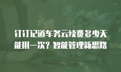 钉钉记道车务云续费多少天能用一次？智能管理新思路