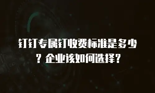钉钉专属钉收费标准是多少？企业该如何选择？