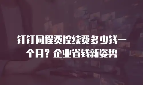 钉钉同程费控续费多少钱一个月？企业省钱新姿势