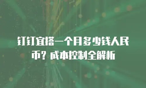 钉钉宜搭一个月多少钱人民币？成本控制全解析