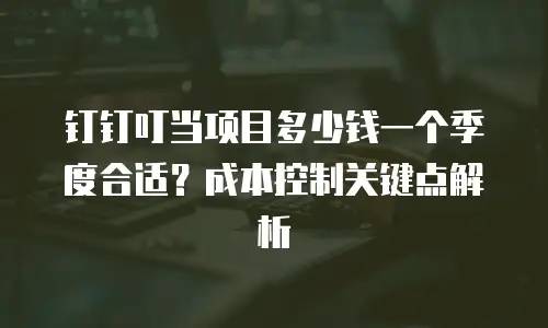 钉钉叮当项目多少钱一个季度合适？成本控制关键点解析