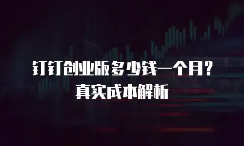 钉钉创业版多少钱一个月？真实成本解析