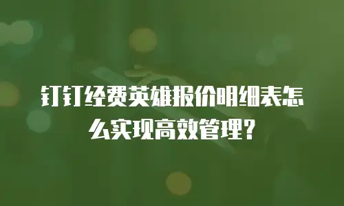 钉钉经费英雄报价明细表怎么实现高效管理？
