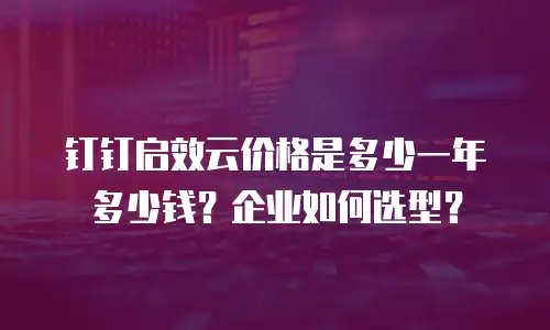 钉钉启效云价格是多少一年多少钱？企业如何选型？