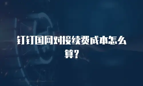 钉钉国网对接续费成本怎么算？