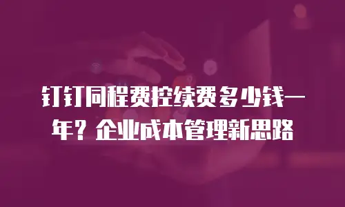钉钉同程费控续费多少钱一年？企业成本管理新思路