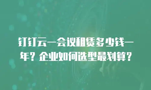 钉钉云一会议租赁多少钱一年？企业如何选型最划算？