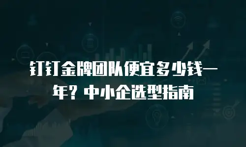 钉钉金牌团队便宜多少钱一年？中小企选型指南