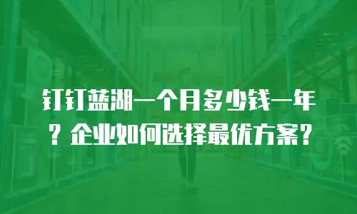 钉钉蓝湖一个月多少钱一年？企业如何选择最优方案？