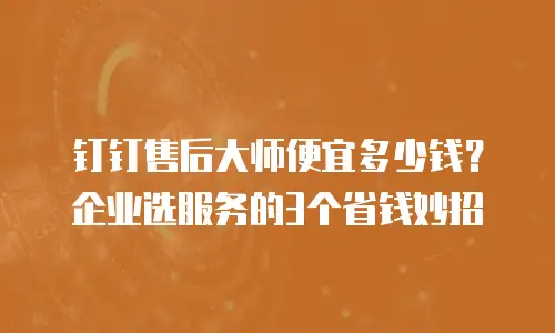 钉钉售后大师便宜多少钱？企业选服务的3个省钱妙招