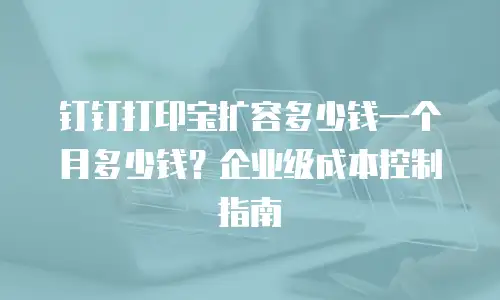 钉钉打印宝扩容多少钱一个月多少钱？企业级成本控制指南