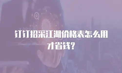 钉钉招采江湖价格表怎么用才省钱？