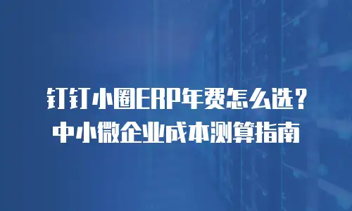 钉钉小圈ERP年费怎么选？中小微企业成本测算指南