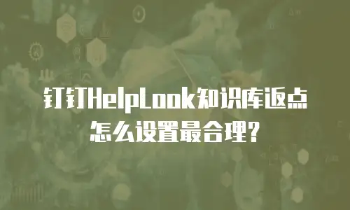 钉钉HelpLook知识库返点怎么设置最合理？