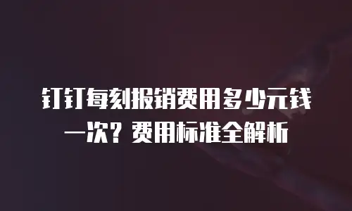 钉钉每刻报销费用多少元钱一次？费用标准全解析