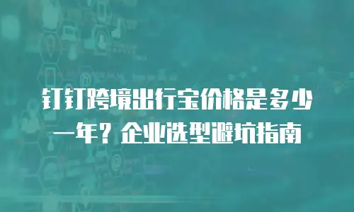 钉钉跨境出行宝价格是多少一年？企业选型避坑指南