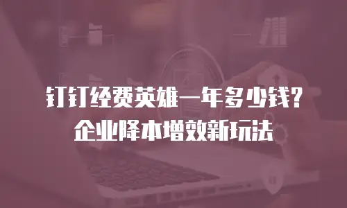 钉钉经费英雄一年多少钱？企业降本增效新玩法