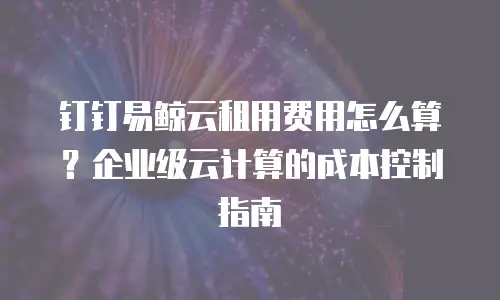 钉钉易鲸云租用费用怎么算？企业级云计算的成本控制指南