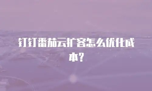 钉钉番茄云扩容怎么优化成本？