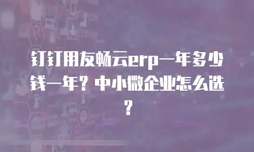 钉钉用友畅云erp一年多少钱一年？中小微企业怎么选？