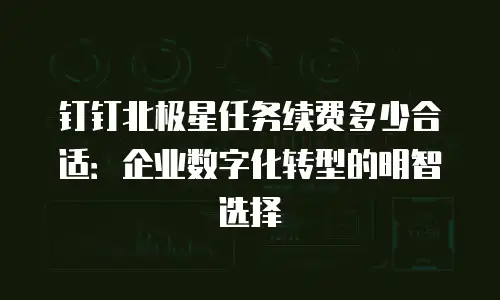 钉钉北极星任务续费多少合适：企业数字化转型的明智选择