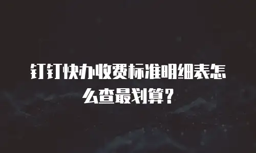 钉钉快办收费标准明细表怎么查最划算？