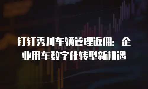 钉钉秀川车辆管理返佣：企业用车数字化转型新机遇