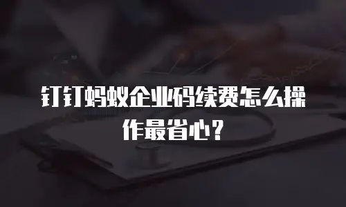 钉钉蚂蚁企业码续费怎么操作最省心？
