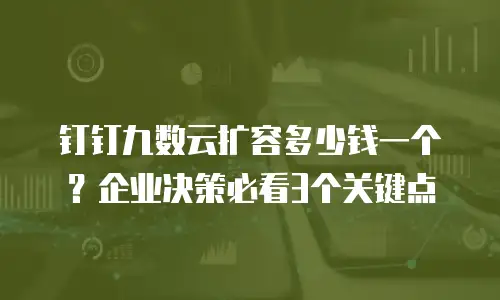 钉钉九数云扩容多少钱一个？企业决策必看3个关键点