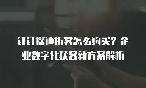 钉钉探迹拓客怎么购买？企业数字化获客新方案解析