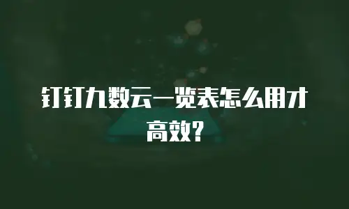 钉钉九数云一览表怎么用才高效？