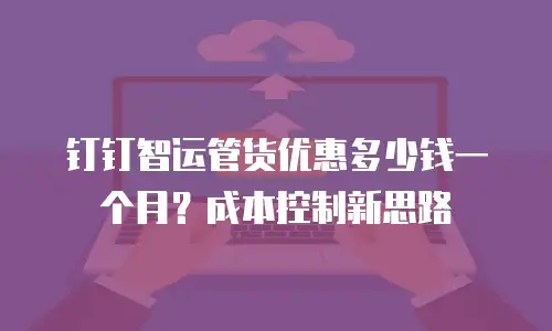 钉钉智运管货优惠多少钱一个月？成本控制新思路