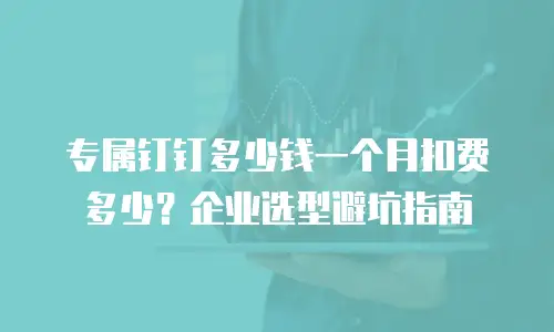 专属钉钉多少钱一个月扣费多少？企业选型避坑指南