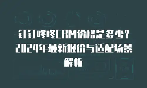 钉钉咚咚CRM价格是多少？2024年最新报价与适配场景解析