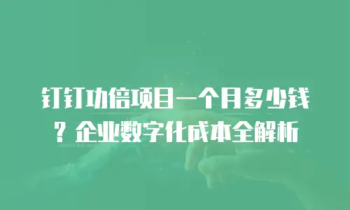 钉钉功倍项目一个月多少钱？企业数字化成本全解析