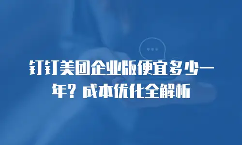 钉钉美团企业版便宜多少一年？成本优化全解析