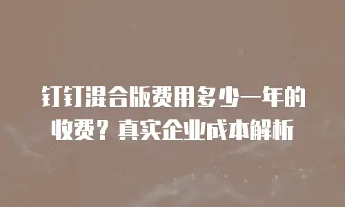 钉钉混合版费用多少一年的收费？真实企业成本解析