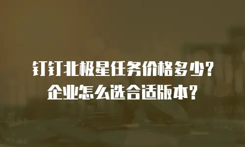 钉钉北极星任务价格多少？企业怎么选合适版本？