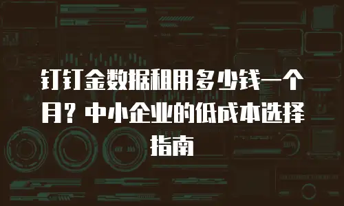 钉钉金数据租用多少钱一个月？中小企业的低成本选择指南