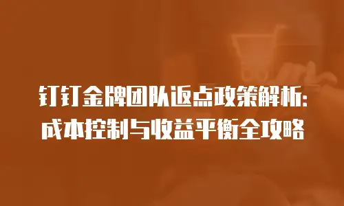钉钉金牌团队返点政策解析：成本控制与收益平衡全攻略