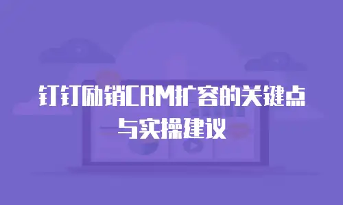 钉钉励销CRM扩容的关键点与实操建议