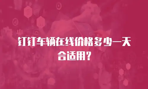 钉钉车辆在线价格多少一天合适用？