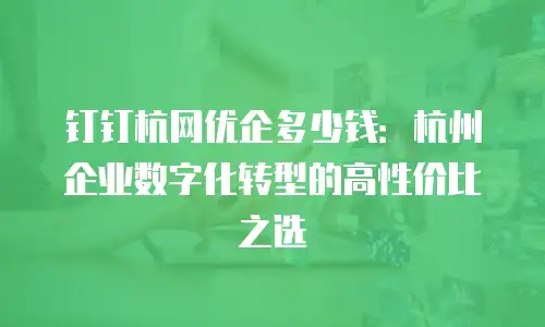 钉钉杭网优企多少钱：杭州企业数字化转型的高性价比之选