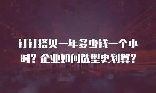 钉钉搭贝一年多少钱一个小时？企业如何选型更划算？