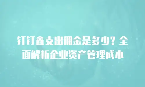 钉钉鑫支出佣金是多少？全面解析企业资产管理成本